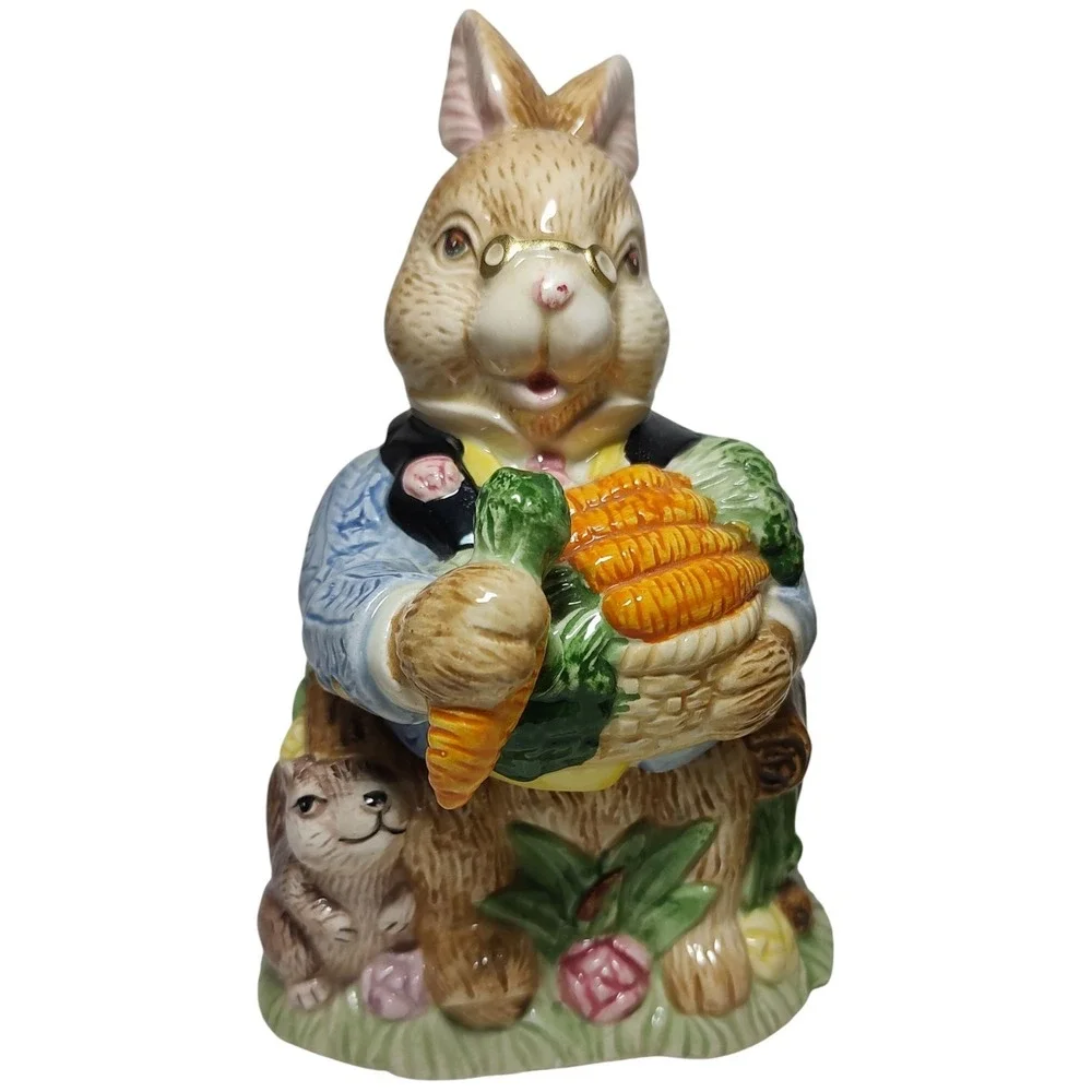 Fitz and Floyd Cream and Sugar Set Omnibus Grandma Grandpa Rabbits‎ 1993 READ